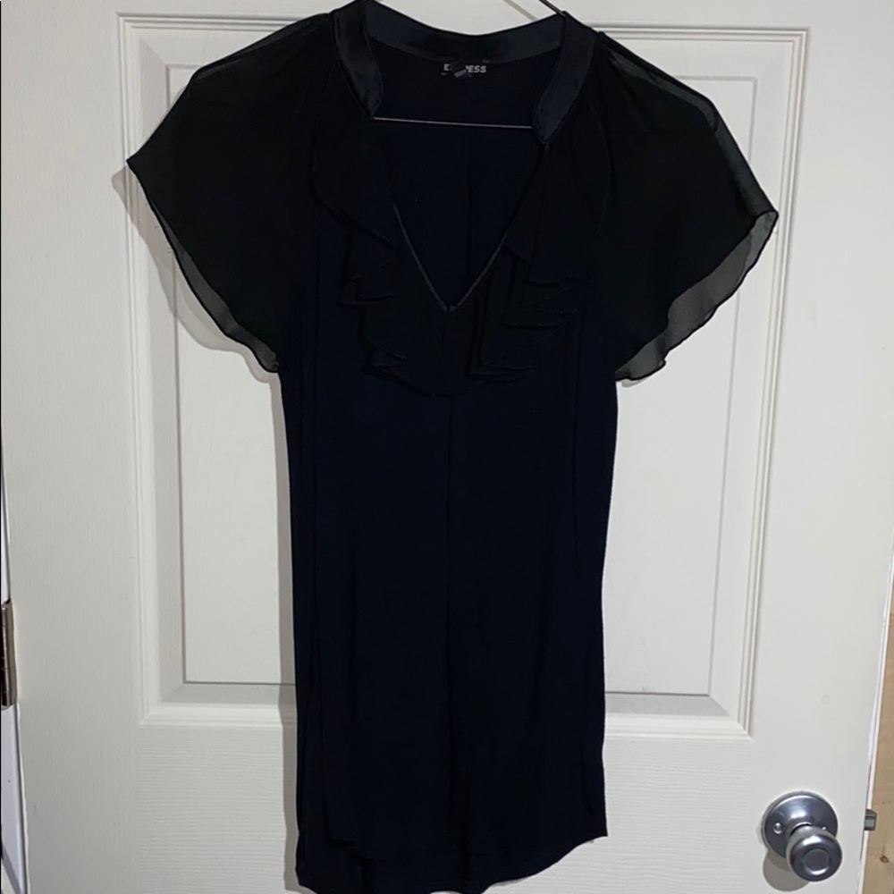Express Flutter Sleeve Black Blouse